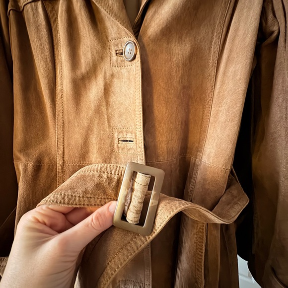 Danier Tan Suede Trench Coat - Picture 3 of 5